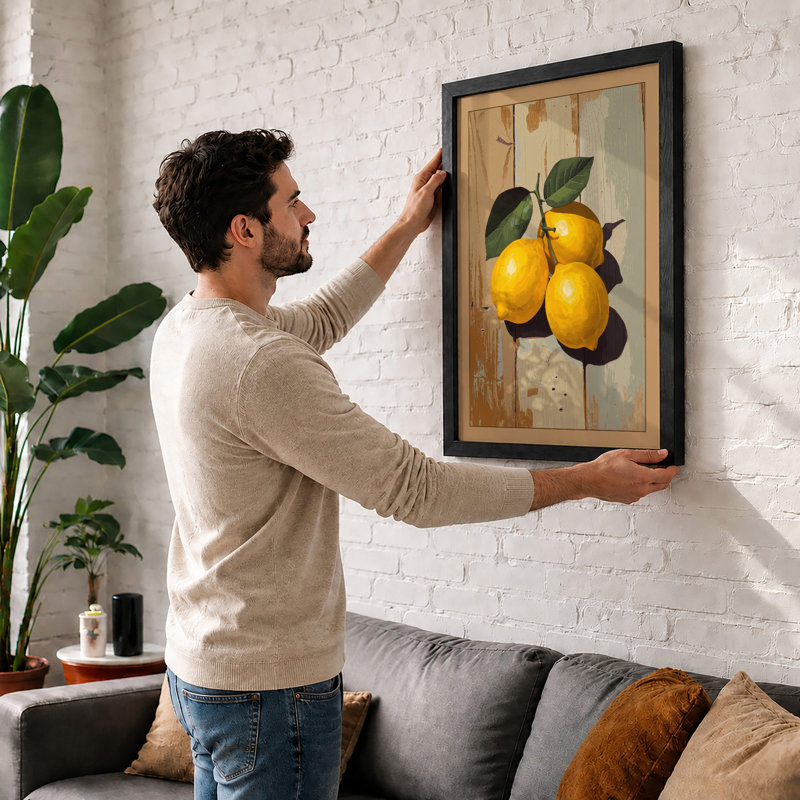 Lemons And Leaves Botanical - Print, A1 - 84.1 x 59.4 cm, White