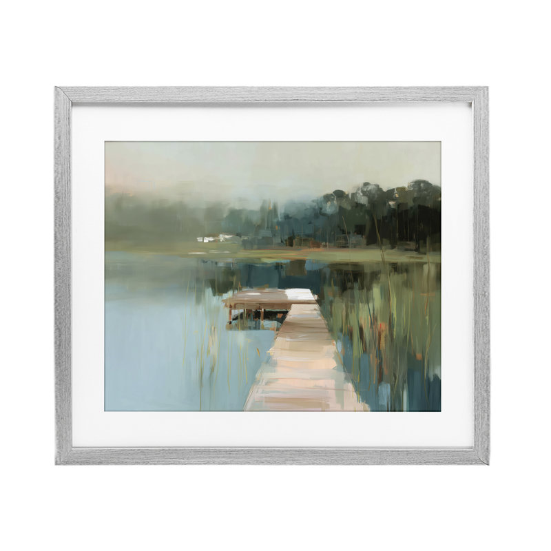 «Marsh Pier Abstraction», reproduction d'art sous verre encadrée par Kim Curationa, 17 x 21