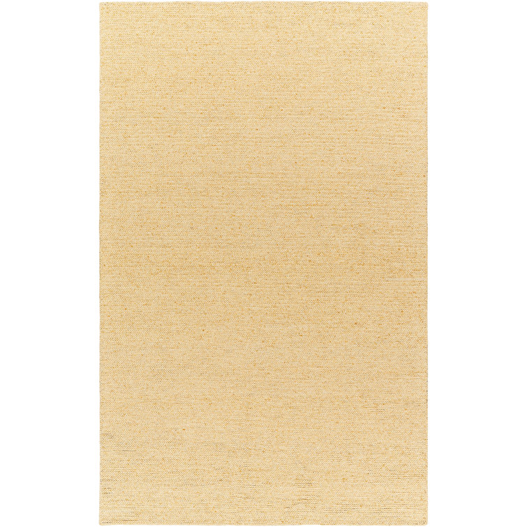 Rectangle Tex Solid Color Handmade Flatweave Wool Area Rug in Yellow