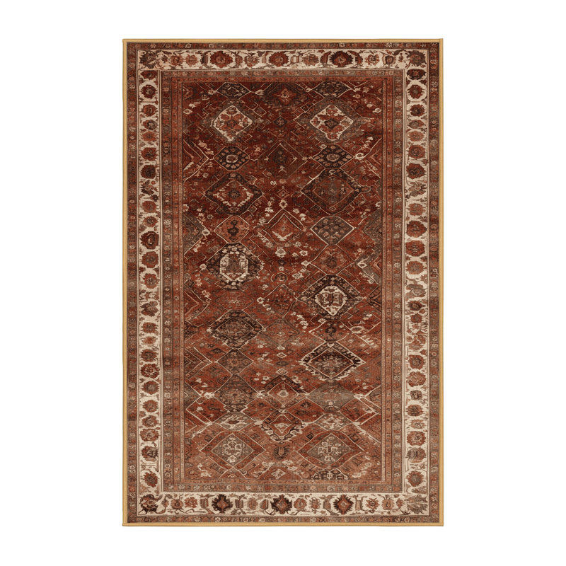 Machine Washable Persian Brown Area Rug, Rectangle 8' x 12'