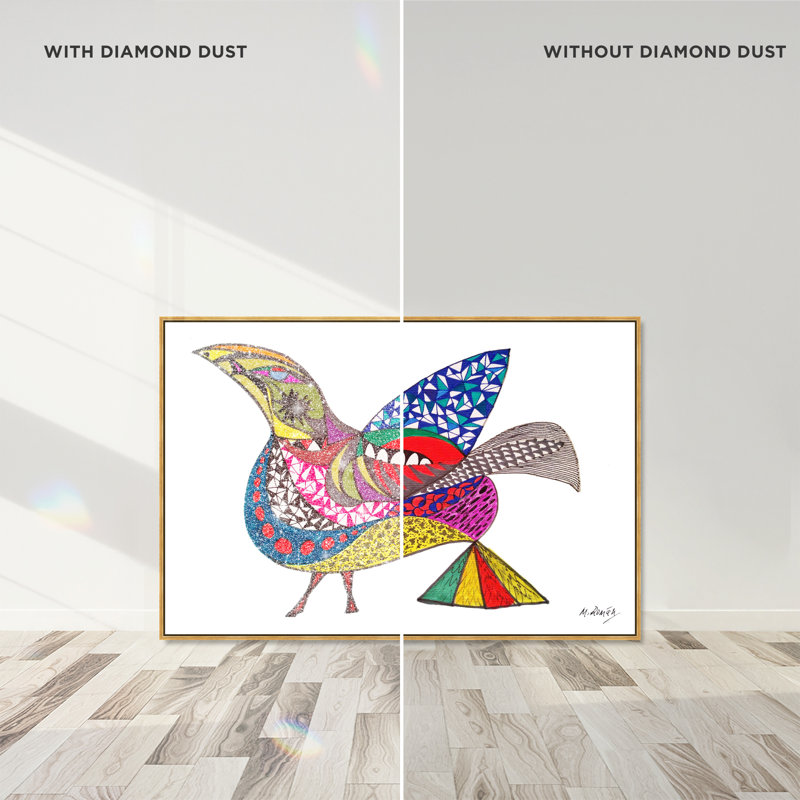 Manuel Roman - Bird Graphic Art Canvas, 31"H x 46"W, Gold Floater Frame