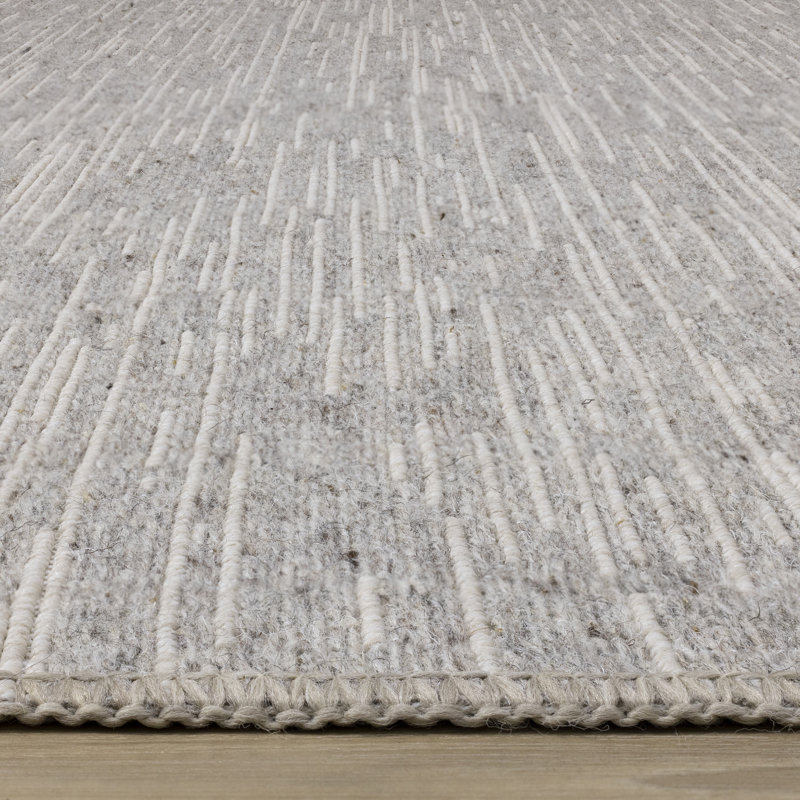 Emerfield Gray Stripes Wool Area Rug, Rectangle 2'0" x 3'7"