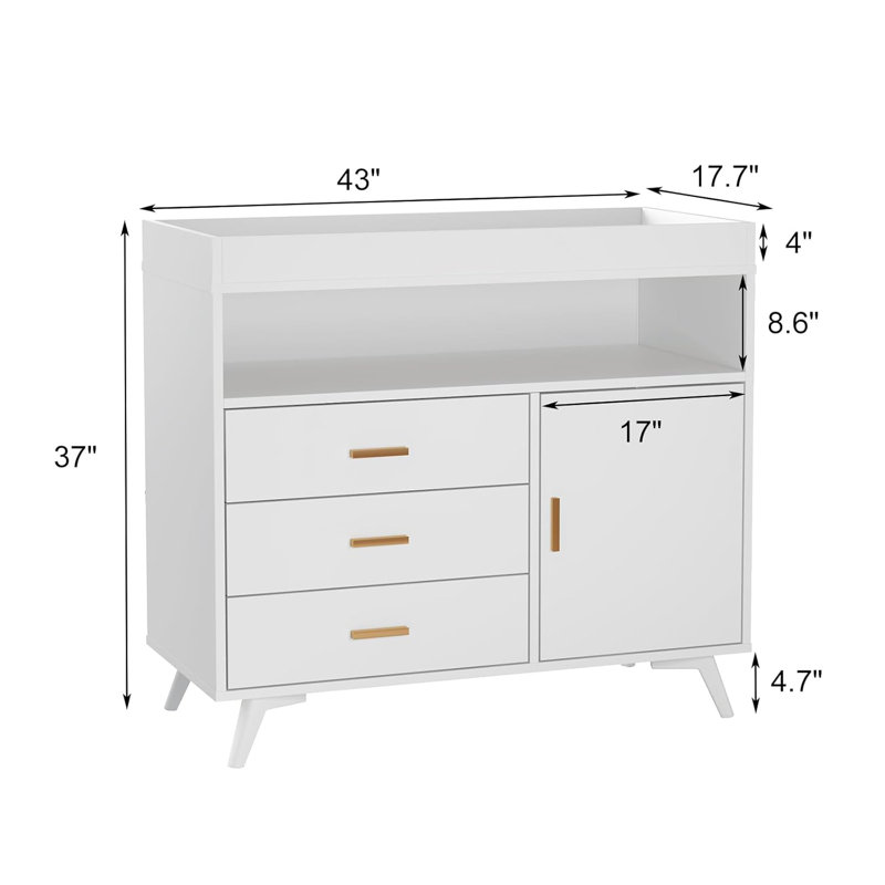 3-Drawer Changer Dresser, Baby Changing Table Dresser For Infants