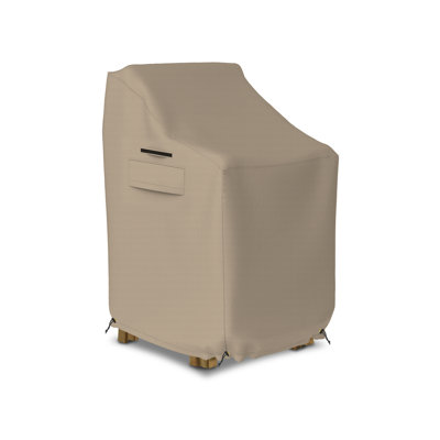 Stackable Patio Chair Cover, Heavy Duty Waterproof Outdoor Furniture Cover With Drawstring, Buckles, Air Vent, Durable Fabric (Beige, 26"W X 34"D X 45"H)