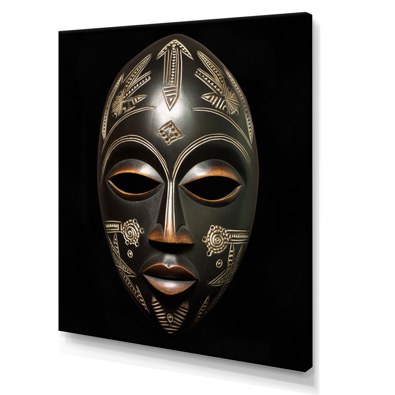 Masque africain traditionnel et ethnique V - art mural tribal africain, H 32 po x l 16 po x P 1 po, Toile tendue
