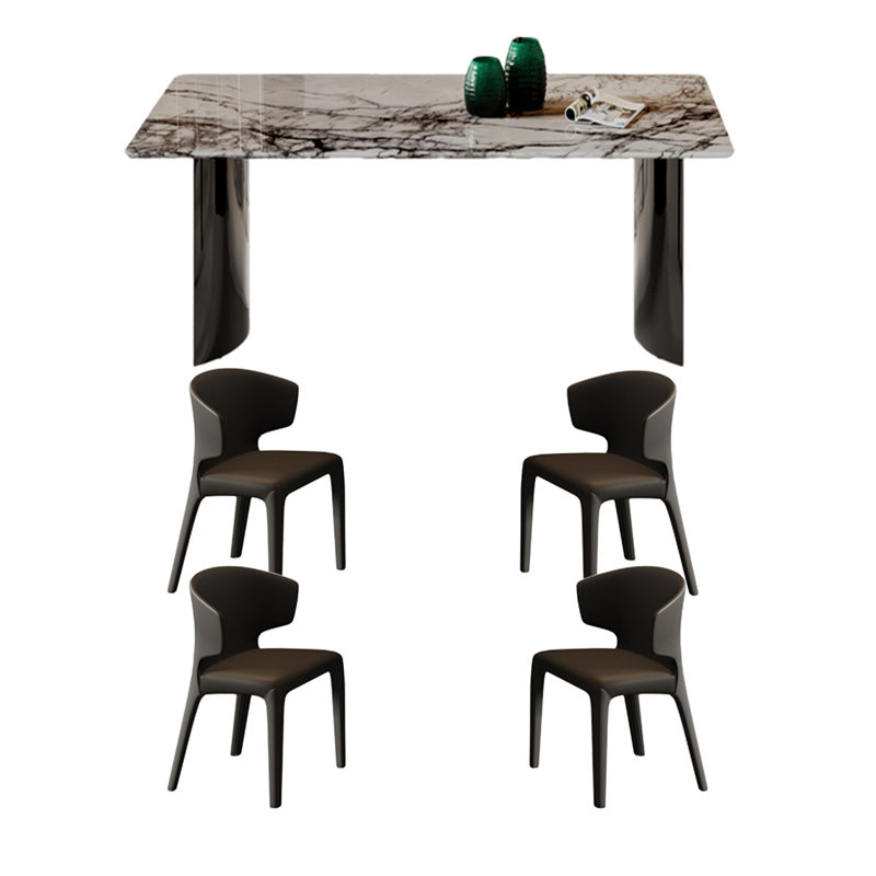 4 - Person Faux Marble Top Double Pedestal Dining Set