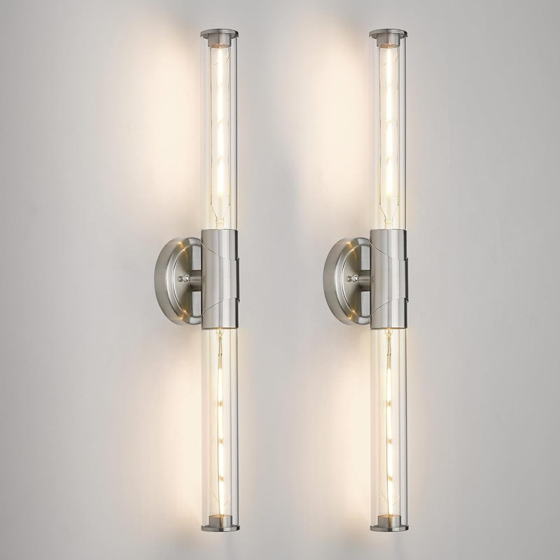 Ensemble de 2 appliques murales, luminaire de meuble-lavabo moderne pour dessus de miroir, applique murale verticale ou horizontale réglable, 2 lumières