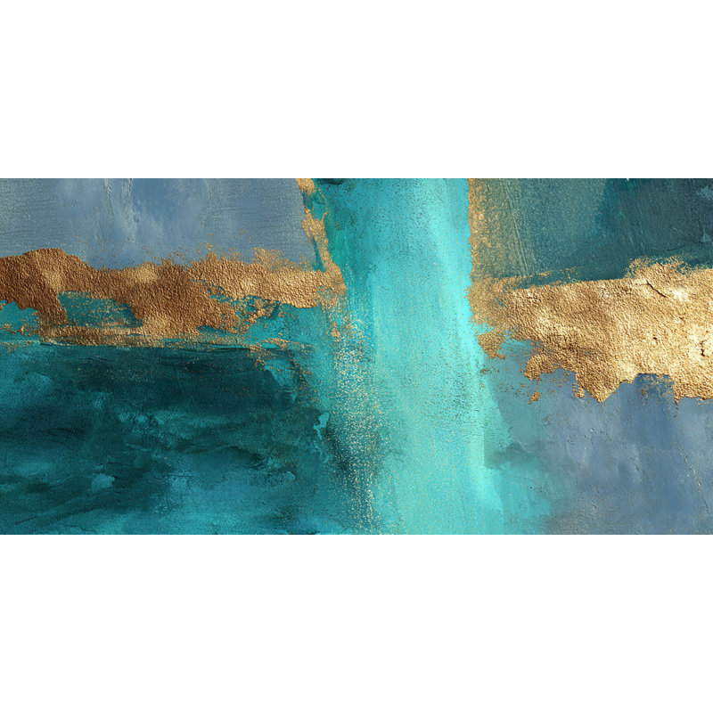 «Ocean Veins in Gold», art mural sur toile tendue, 27.5"H x 55"W x 1.5"D