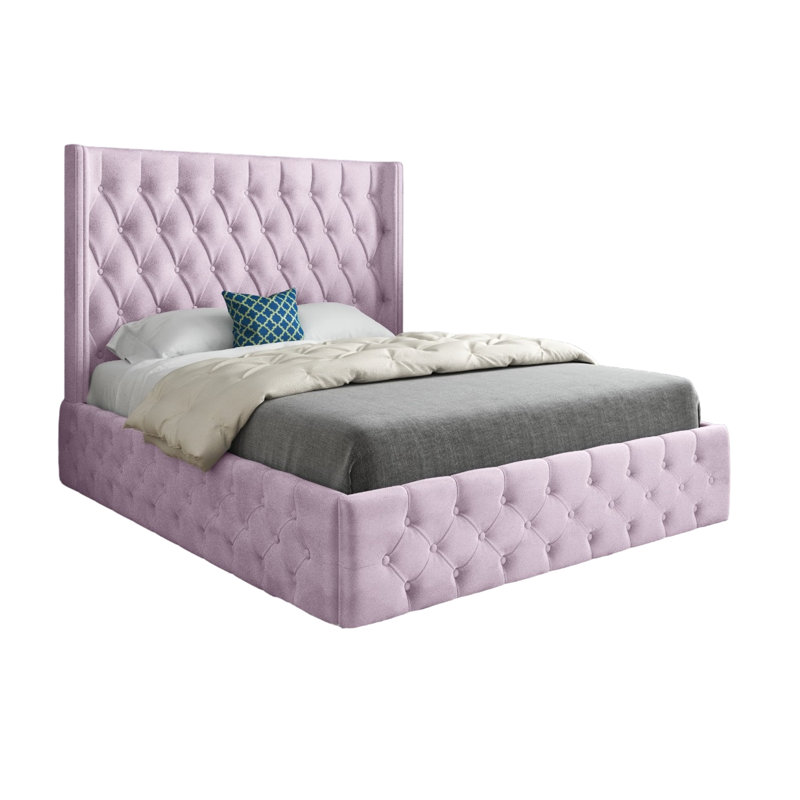 Aldric Upholstered Bed, Single (3'), Pink