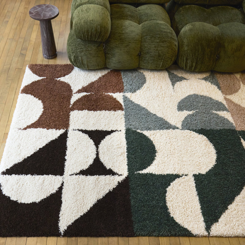 Bellanca Cream Modern Geometric Area Rug, Rectangle 7'10" x 10'