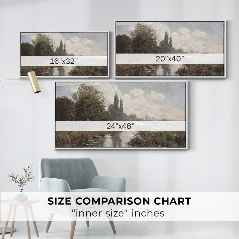 Série paysage - DCL XXV - Toile tendue avec châssis encadré - Prêt à être accroché, H 21 po x l 41 po, Blanc