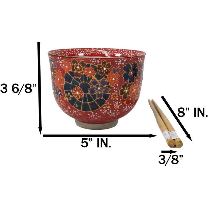 Ensemble de bol à soupe avec des baguettes Donburi Colorful Spring Spring
