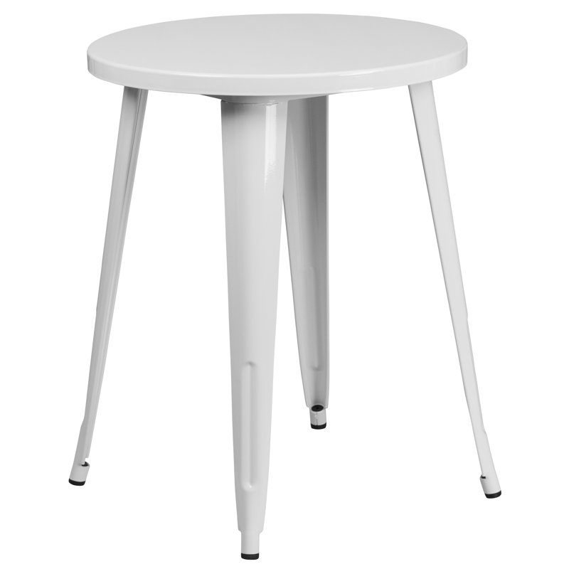 Table ronde intérieure / extérieure en métal 30 po Pelzer, Blanc, H 29 po x l 30 po x P 30 po