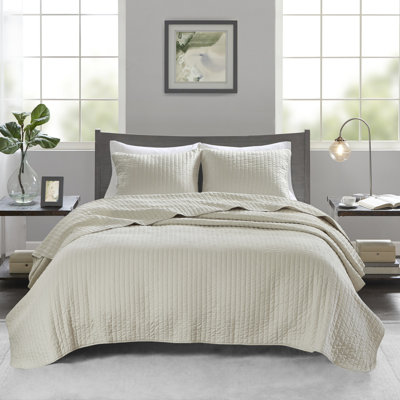 3 pièces courtepointe crème double / grand - microfibre et coton, réversible pour une nuit de sommeil sereine douce, avec literie en coton
