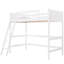 Lit mezzanine simple en bois massif avec - blanc. Fabrication robuste et stable. Pas de sommier ni de sommier. 14 lattes pour un soutien supplémentaire. Barrières de sécurité. 79,5 po X 41,8 po 67,5 po. Assemblage requis.-1049389500