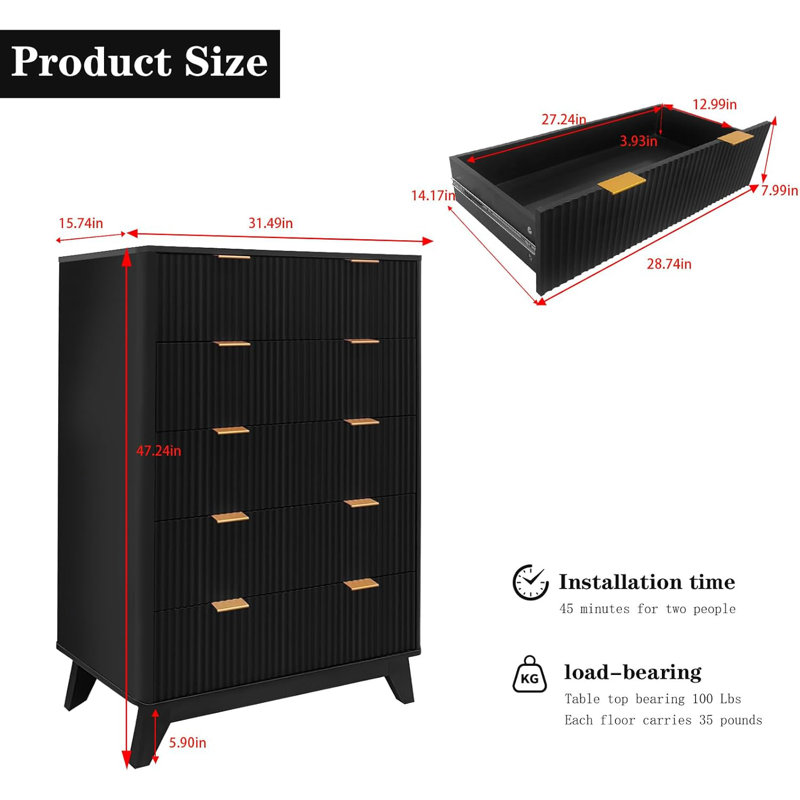 5 Drawer 80Cm W Chest