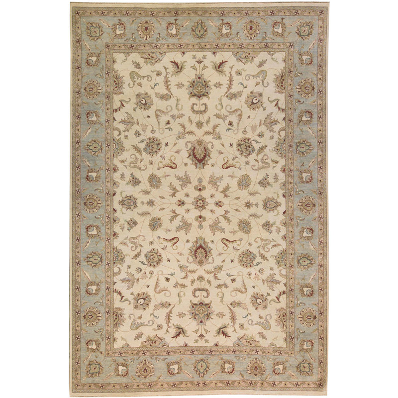 Cornwall Wool Oriental Area Rug in Beige/Gray
