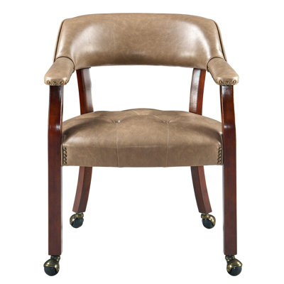 LUMERA Collection Swivel Tufted Arm Dining Chair Poker Chair Yellowish Brown