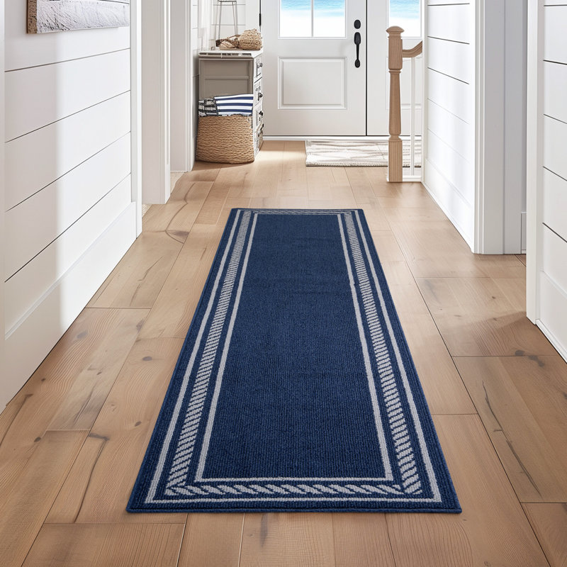 Nautica Rope Border Machine Washable All Loop Tufted Rugs 1-Piece, Rectangle 2'2" x 8'