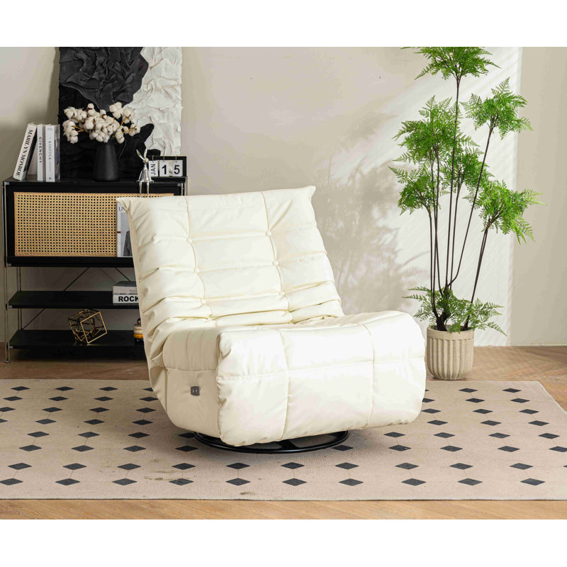 Chaise berçante en cuir, Blanc
