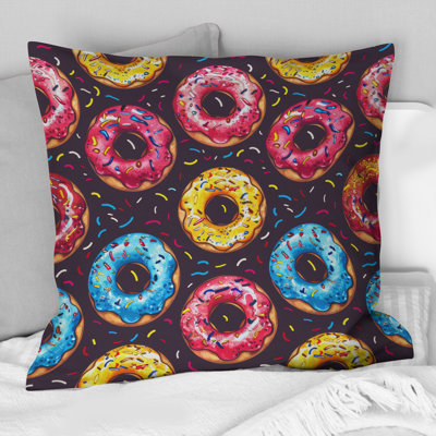 Pink Blue Donuts Pattern - Children Pillow