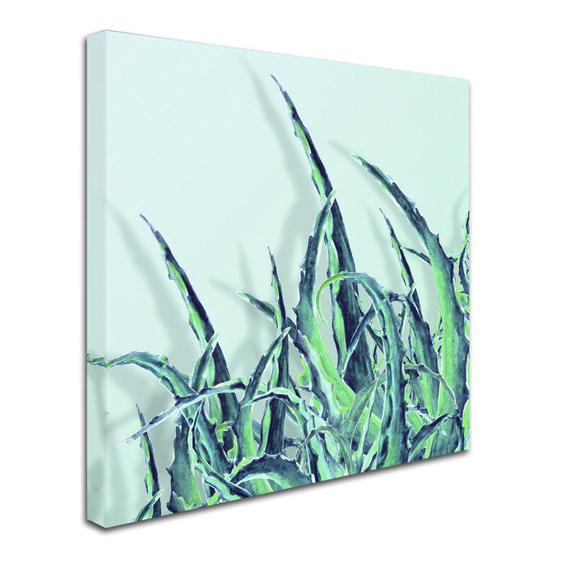 Mint Green Aloe Vera Abstract Canvas Art, 15" x 20"