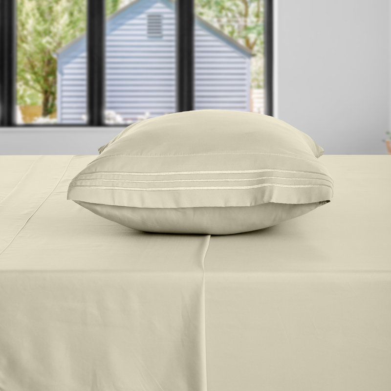 Ensemble de literie en microfibre 1800 Series, Ensemble de draps pour lit simple avec 1 taie d'or, Vanille