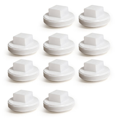Bouchon de nettoyage en PVC blanc 6 pouces, bouchon d'extrémité en filetage de tuyau mâle (MPT) pour les systèmes de drainage, d'évacuation et d'évacuation (paquet de 10)