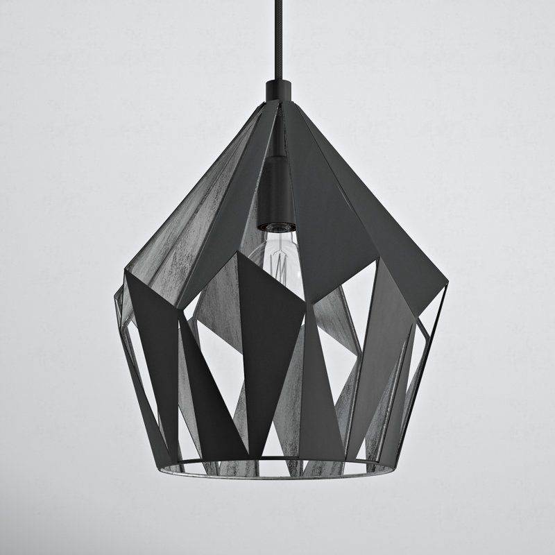 Hendry 1 - Light Matte Black Single Pendant, Black/Silver, 72" H x 7.25" W x 7.25" D