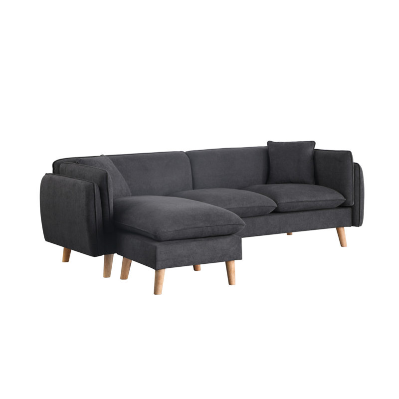 Brayden 86.5" Dark Gray Fabric Sectional Sofa Chaise