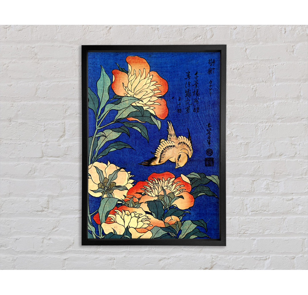 Blumen von Katsushika Hokusai - Einzelner Bilderrahmen Kunstdrucke auf Leinwand