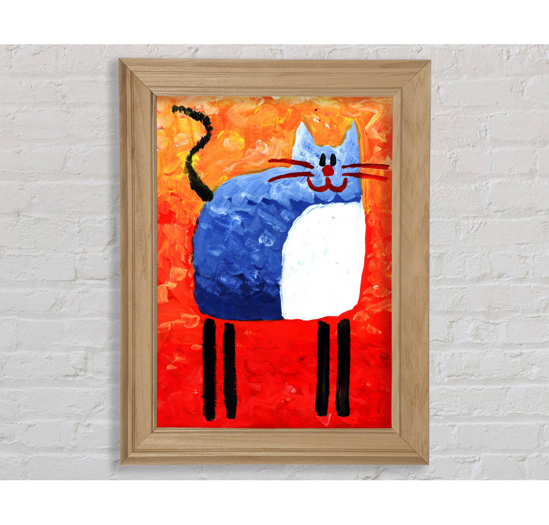 Blaue Katze - Einzelner Bilderrahmen Kunstdrucke