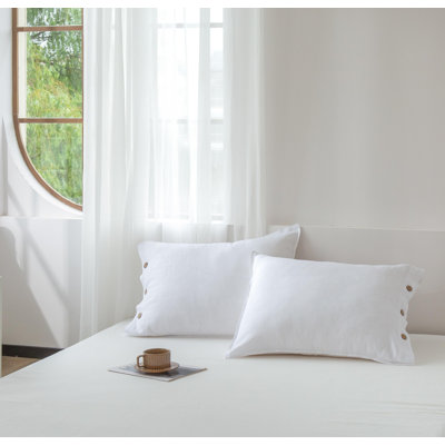 100% Linen Pillowcases Set of 2, French Linen from Normandy, 20X36Inch Standard Size, Natural Color,White