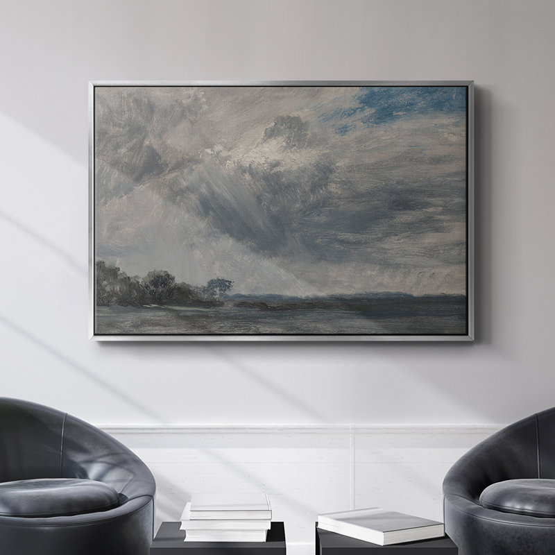 Paysage rétro - DCCLxx, H 27 po x l 41 po x P 2 po, Toile argentée avec cadre flottant
