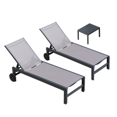 Ensemble de chaises longues inclinables en aluminium pour patio (ensemble de 2)
