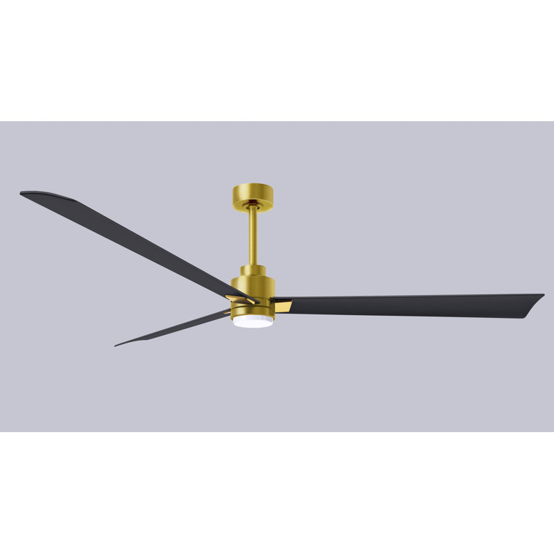 Ventilateur de plafond Alessandra, Noir mat, Laiton brossé, 72"
