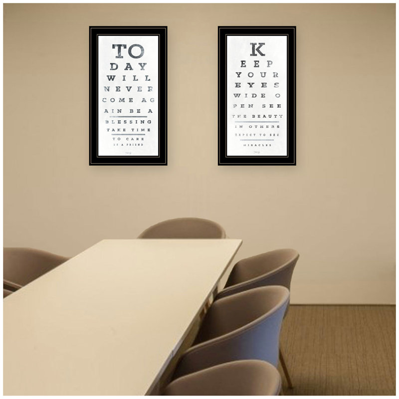 «Eye Charts» 2 pièces par Artisan Marla Rae, reproduction encadrée prête à accrocher, cadre noir