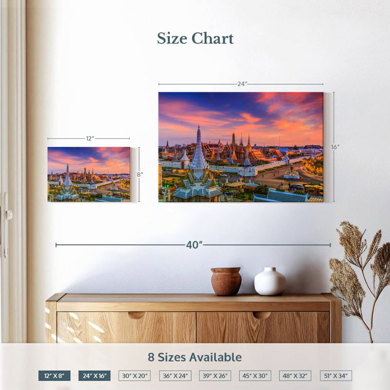 Rorry Wat Phra Kaew Sunset, 16" H x 24" W