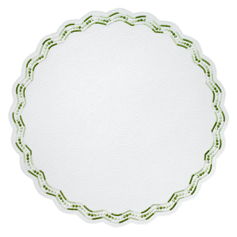 Belgravia Embroidered Scallop Placemat, Green/White