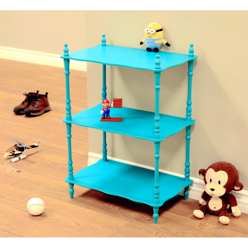 Blue Wooden Traditional Kids Etagere Bookcase