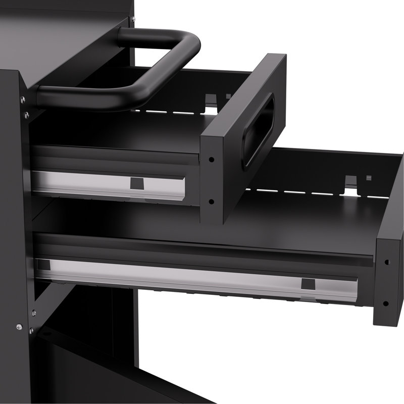34.3" Narrow Rolling Tool Cabinet - Space-Saving Garage Storage With Lockable Door, 2 Drawers And Large Handle, Slim Metal Organizer For Tight Spaces