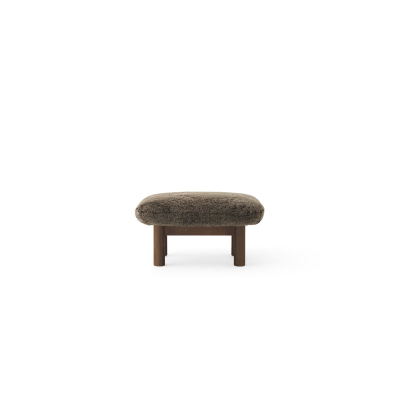 Brasilia Ottoman, Sheepskin Sahara, Walnut