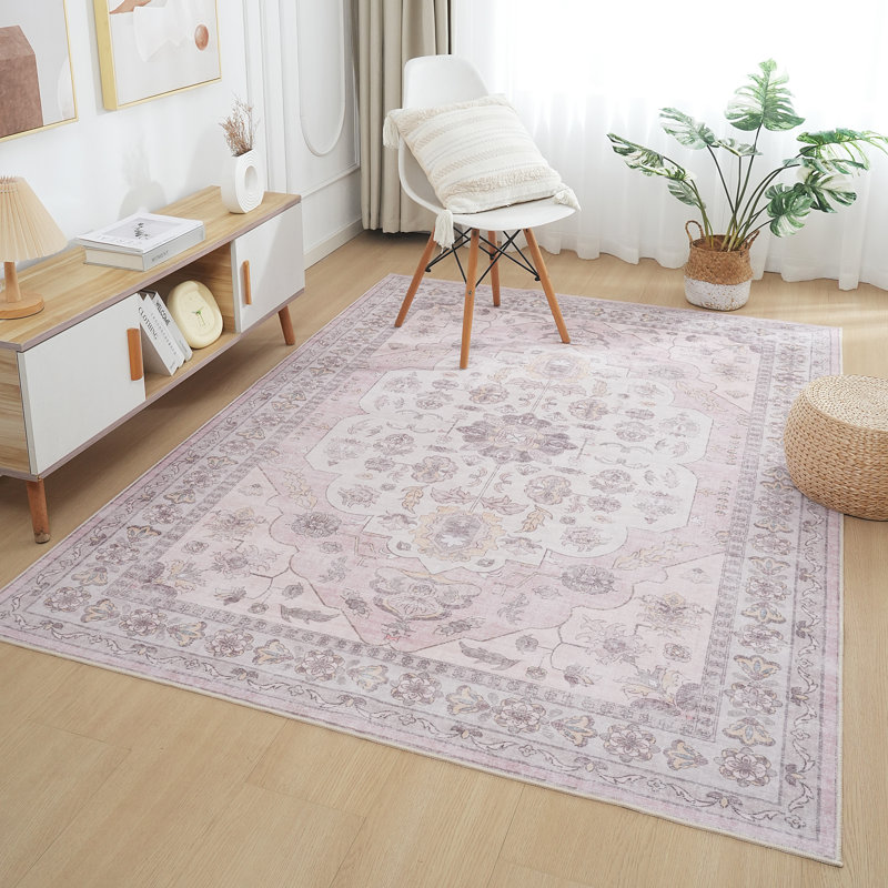 Tapis lavable rose Ketter 5 x 7, Rectangulaire 8 pi x 10 pi