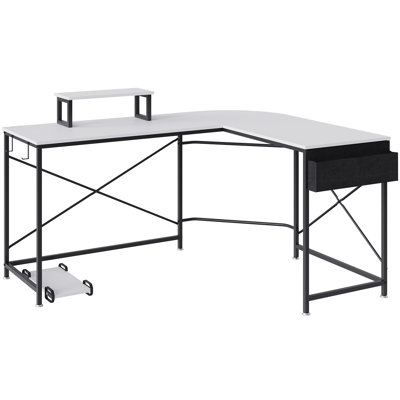 Lagail L-Shaped Metal Base Computer Desk