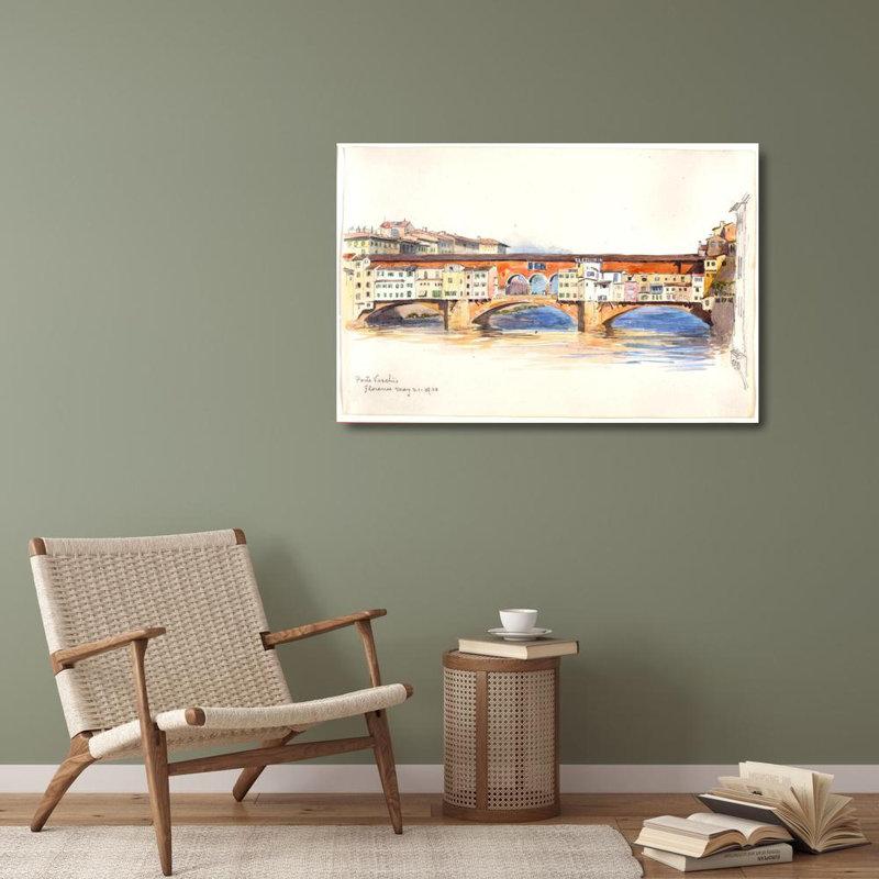 "Ponte Vecchio, Florence" par George Elbert Burr - Art mural sur toile tendue avec châssis, H 28 po x l 40 po