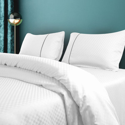 400TC Microcheck Duvet Cover Set