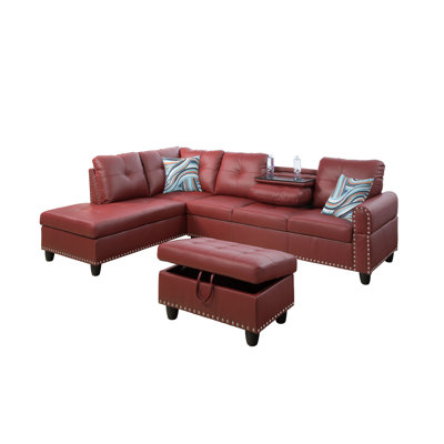 Edman Faux Leather Sofa & Chaise