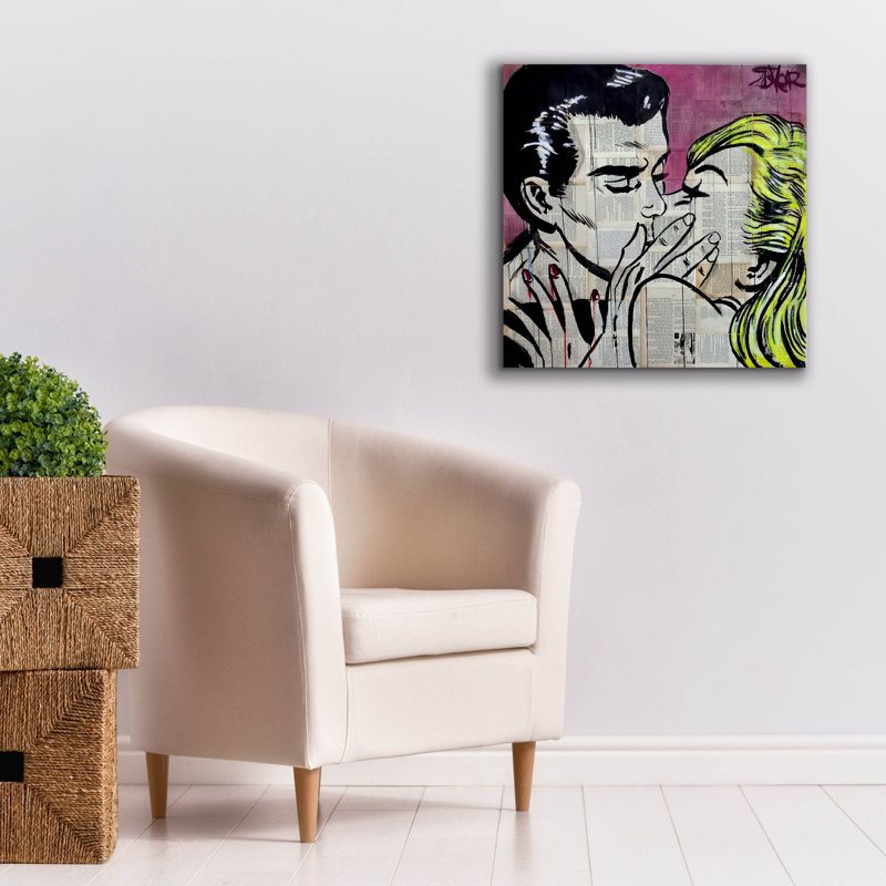 «Shut Up And Kiss Me» par Loui Jover, art mural sur toile, H 26 po x l 26 po x P 1,5 po