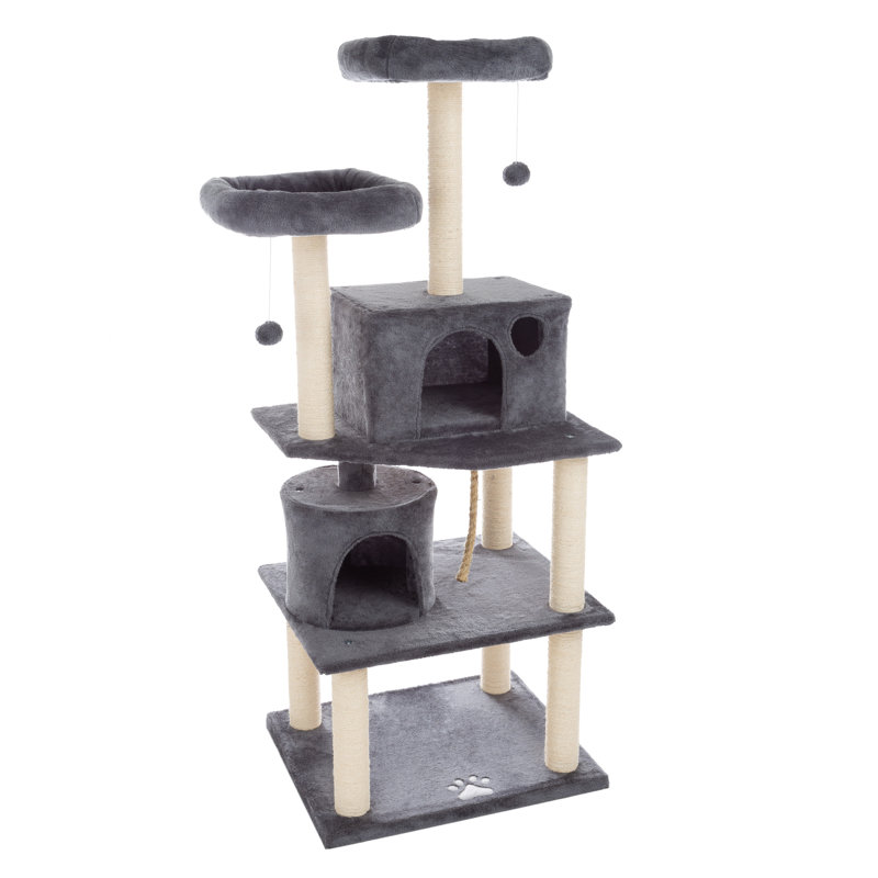 Gray 5-Tier Cat Tower with Sisal Scratch Posts