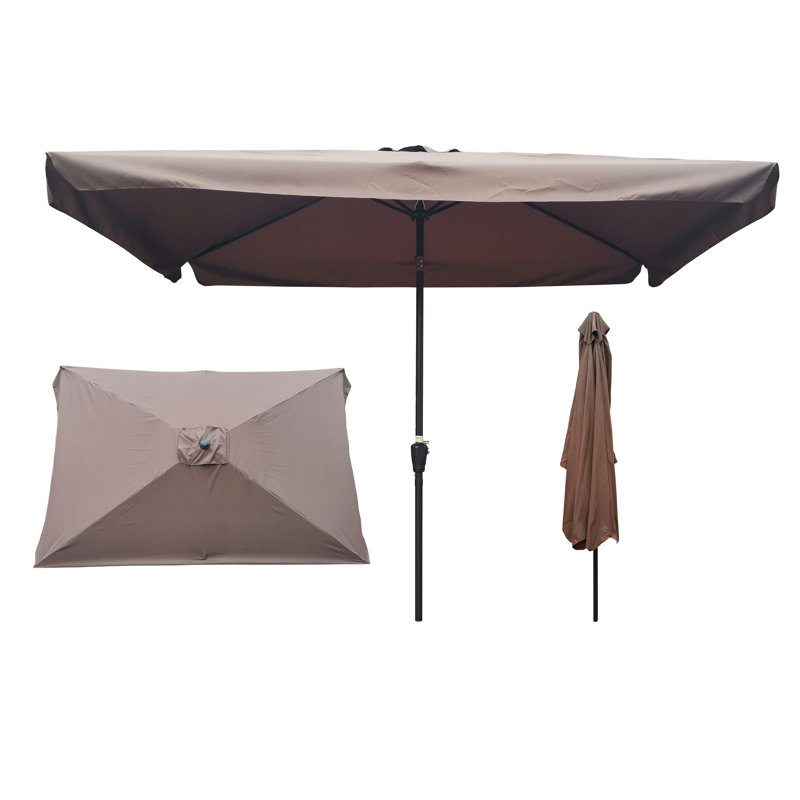 Parasol de plage rectangulaire inclinable avec manivelle Shelsea 120 po x 78 po inclus, Café